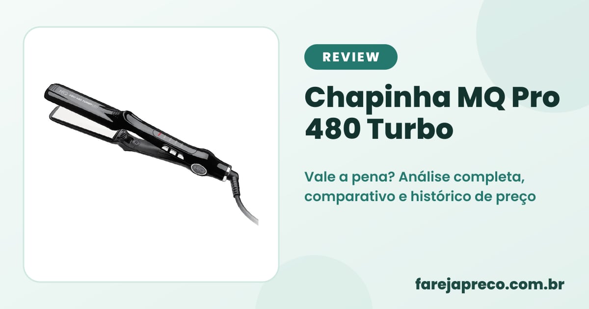 Capa do review: foto da chapinha MQ Pro 480 Turbo preta com detalhes prata e o título do review