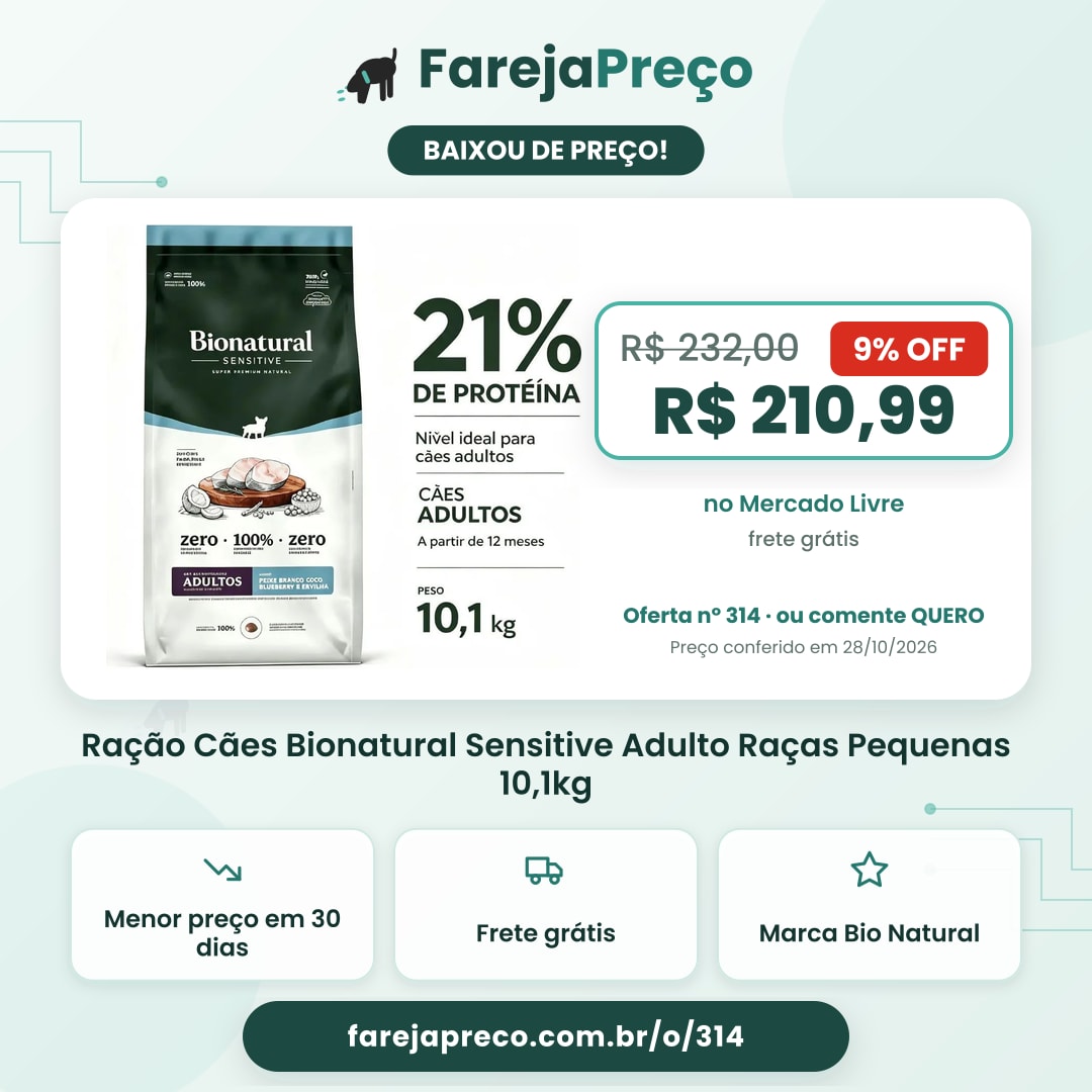 Ração Cães Bionatural Sensitive Adulto Raças Pequenas 10,1kg
