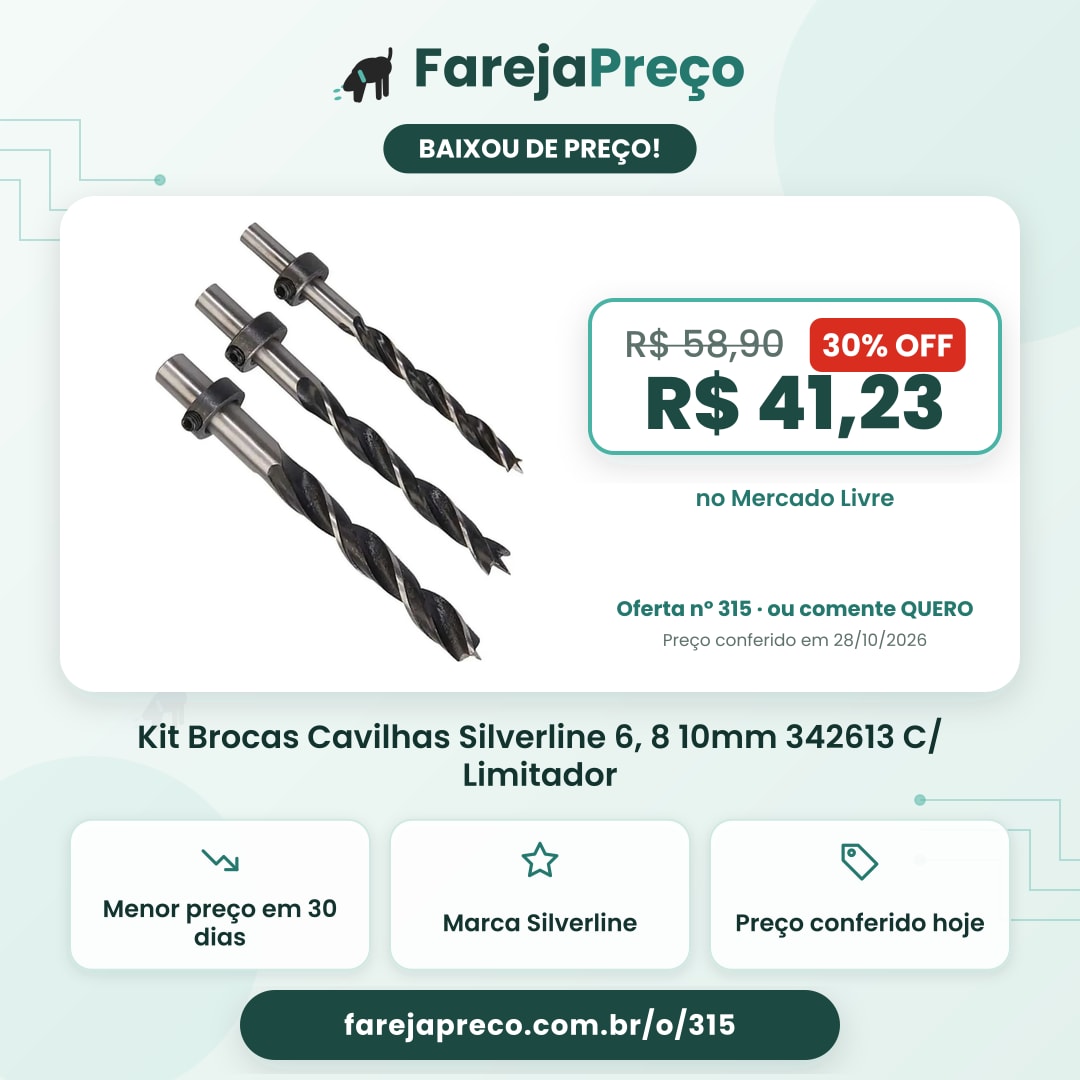 Kit Brocas Cavilhas Silverline 6, 8 10mm 342613 C/ Limitador