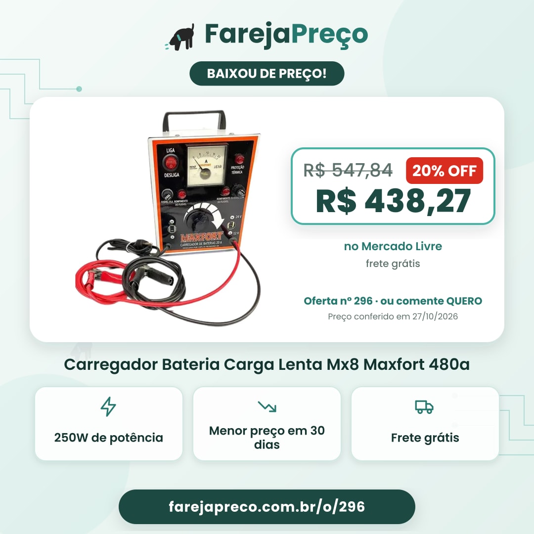 Carregador Bateria Carga Lenta Mx8 Maxfort 480a
