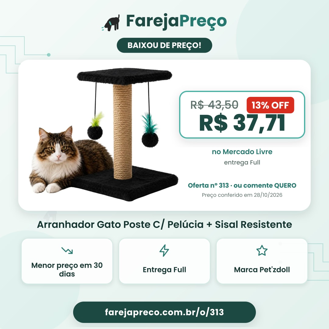 Arranhador Gato Poste C/ Pelúcia + Sisal Resistente