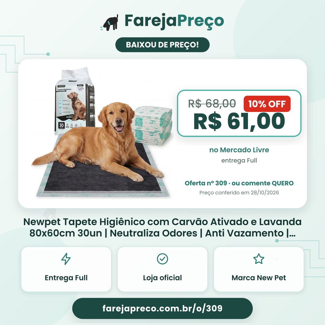 Newpet Tapete Higiênico com Carvão Ativado e Lavanda 80x60cm 30un | Neutraliza Odores | Anti Vazamento | Feromônios | Adesivo Fixador
