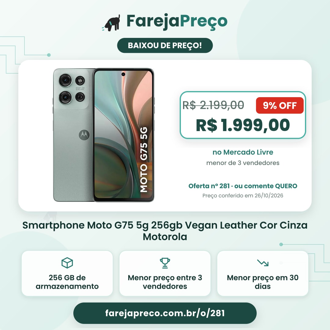 Smartphone Moto G75 5g 256gb Vegan Leather Cor Cinza Motorola