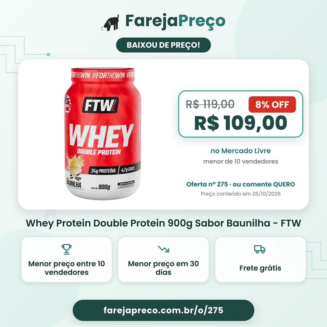 Whey Protein Double Protein 900g Sabor Baunilha - FTW