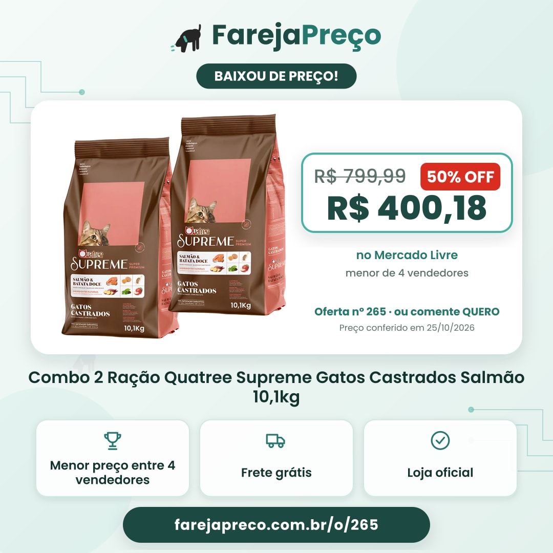 Combo 2 Ração Quatree Supreme Gatos Castrados Salmão 10,1kg