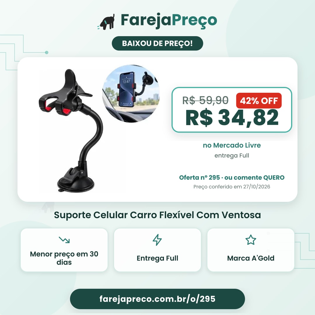Suporte Celular Carro Flexível Com Ventosa