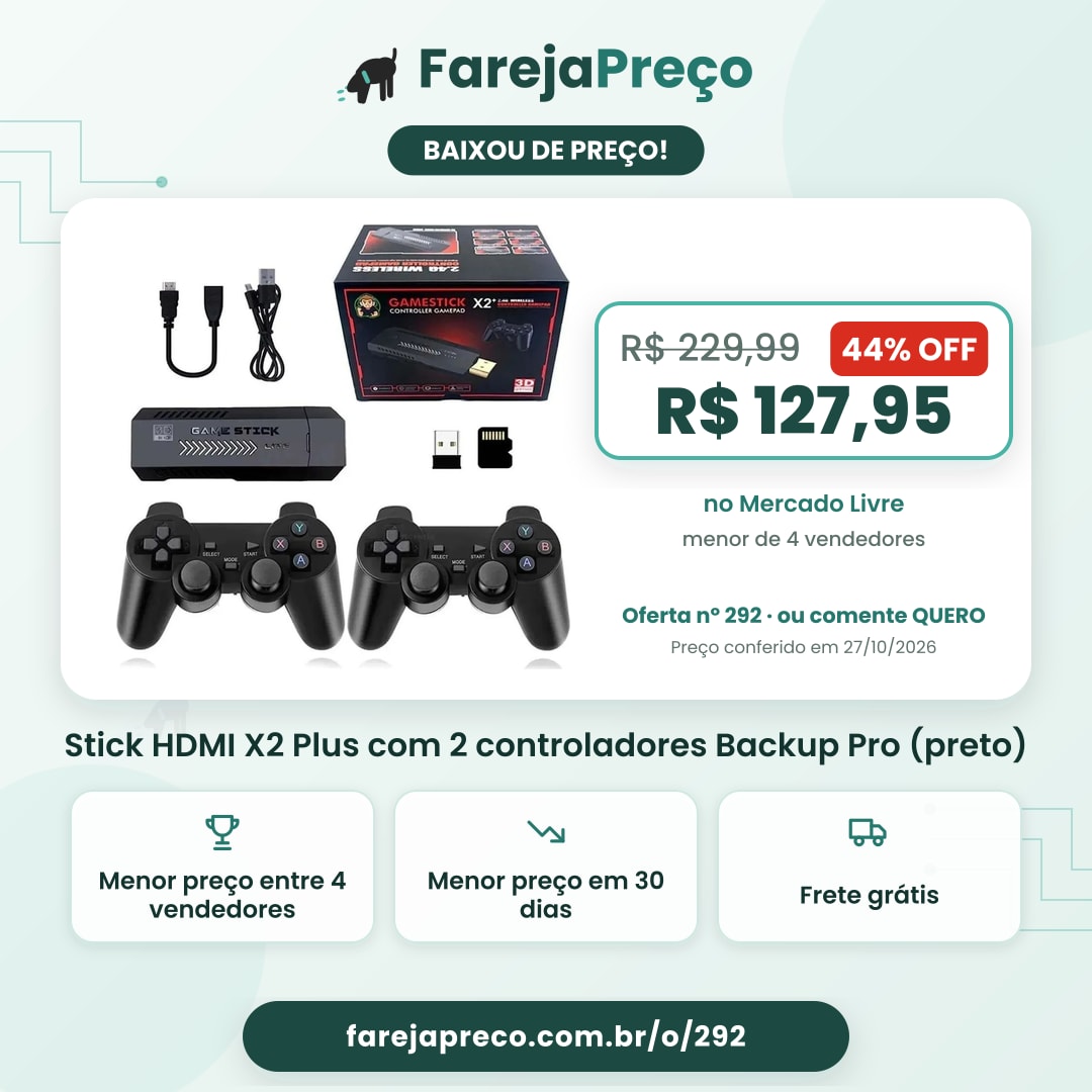 Stick HDMI X2 Plus com 2 controladores Backup Pro (preto)