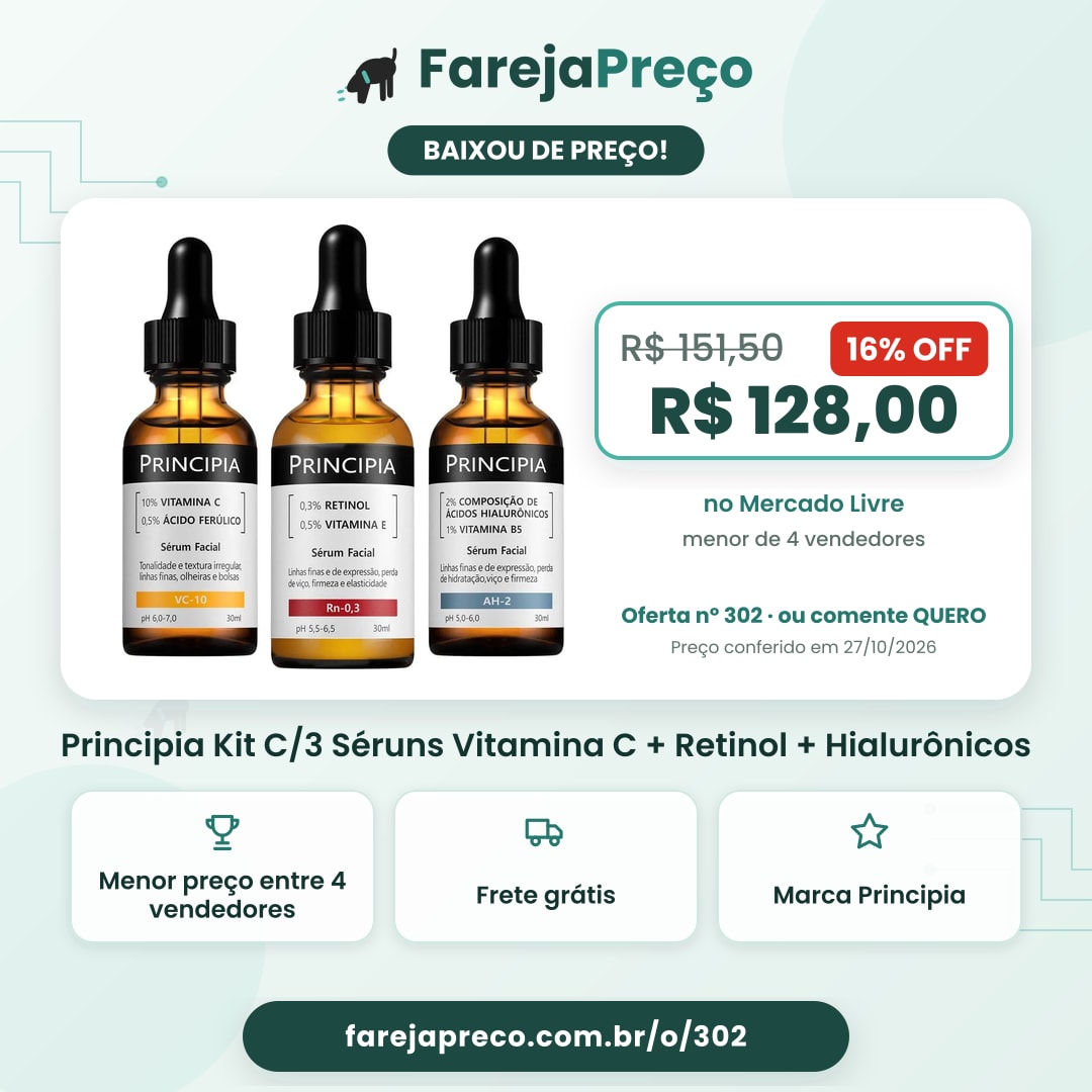 Principia Kit C/3 Séruns Vitamina C + Retinol + Hialurônicos