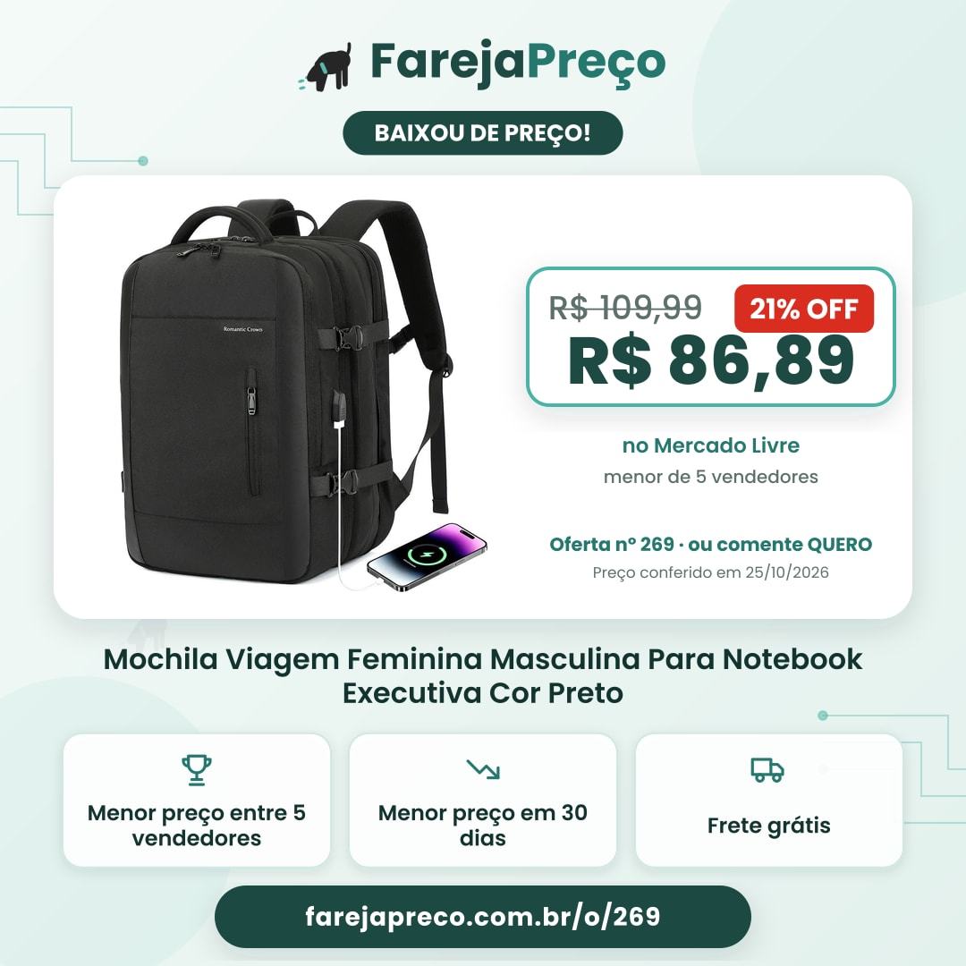 Mochila Viagem Feminina Masculina Para Notebook Executiva Cor Preto