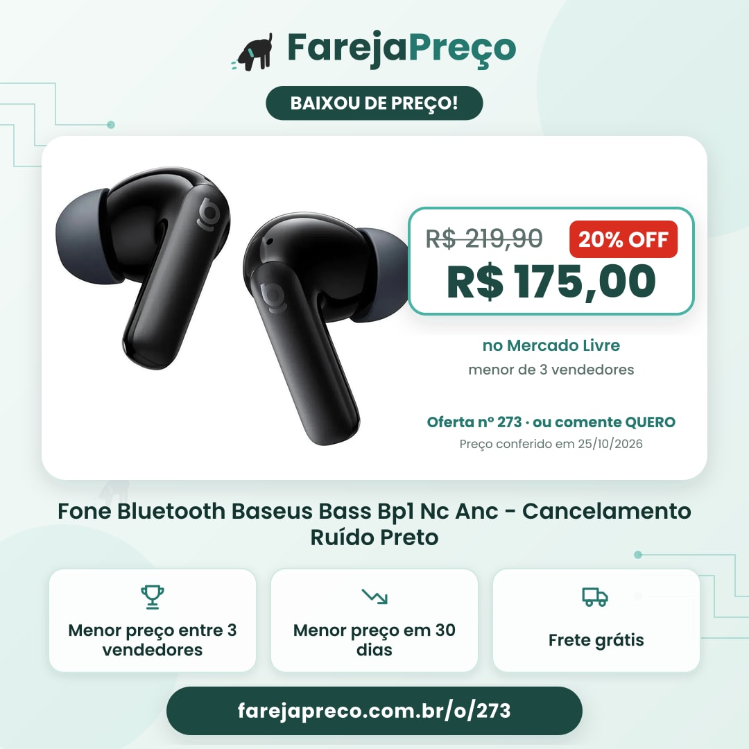 Fone Bluetooth Baseus Bass Bp1 Nc Anc - Cancelamento Ruído Preto