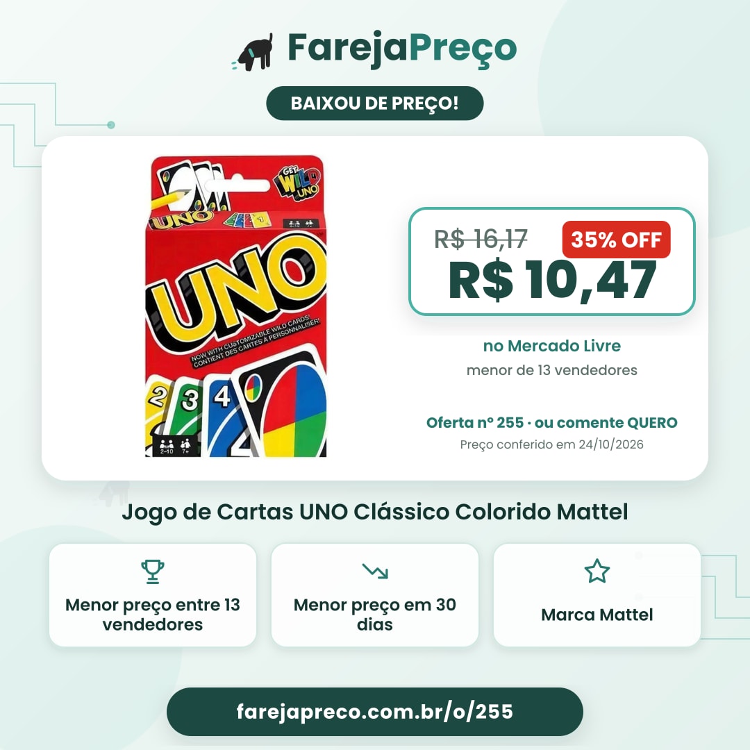 Jogo de Cartas UNO Clássico Colorido Mattel