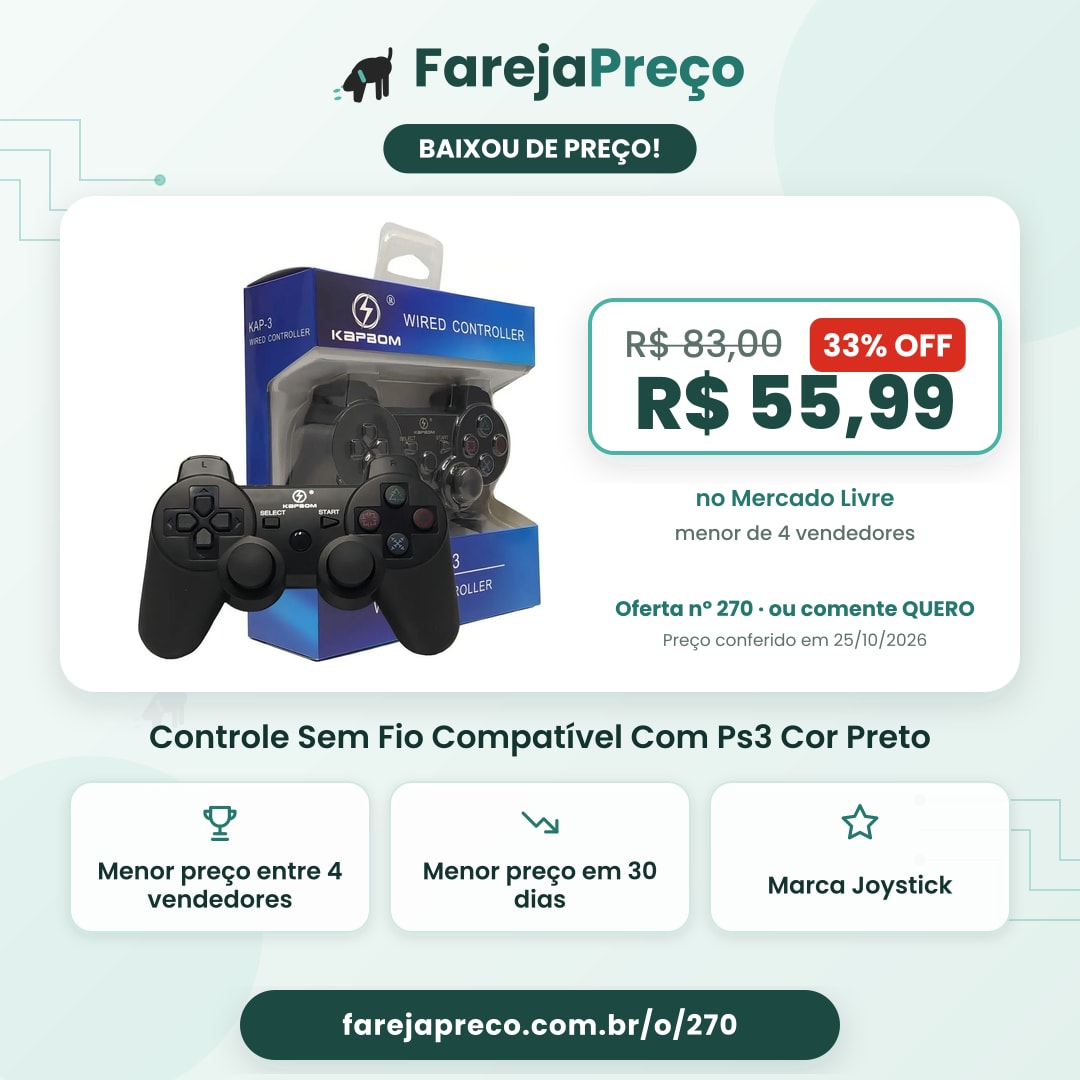 Controle Sem Fio Compatível Com Ps3 Cor Preto