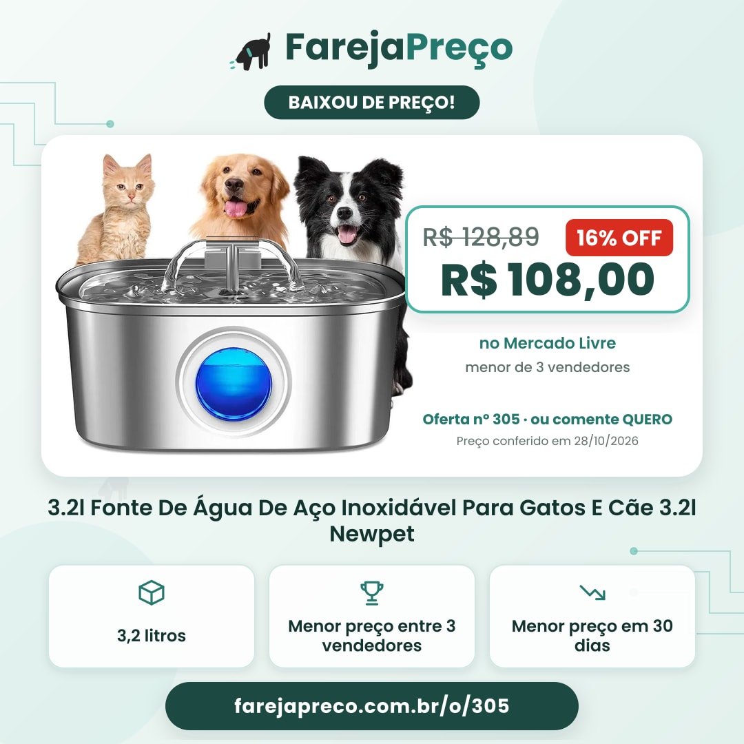 3.2l Fonte De Água De Aço Inoxidável Para Gatos E Cãe 3.2l Newpet